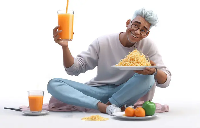 Man Enjoying Breakfast 3D Character Design Illustration image